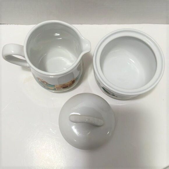Corelle Coordinates Stoneware Landscape Creamer and Sugar Bowl with Lid - Picture 5 of 7